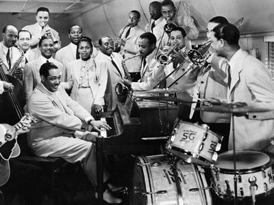 Duke Ellington with his orchestra.
