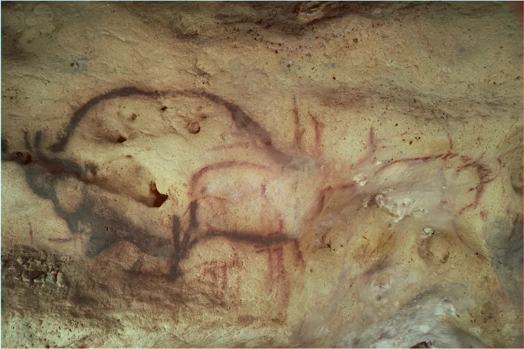 Rock art on the wall of a cave