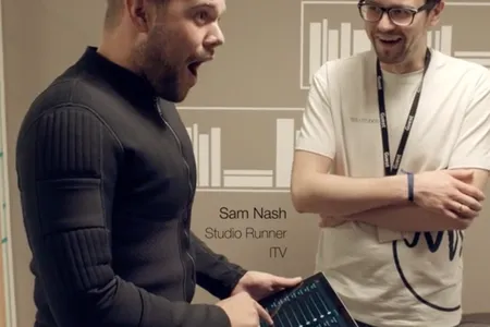 Teslasuit, a full-body VR suit, worn in a demo.
