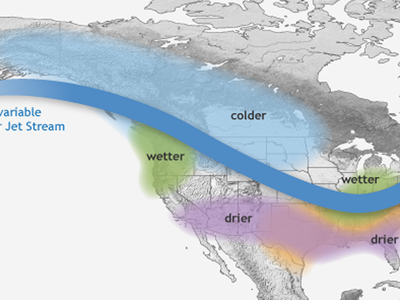 A NOAA illustration shows how La Niña usually affects winter weather.