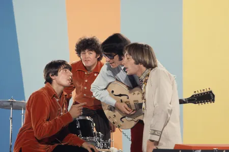Davy Jones, Micky Dolenz, Peter Tork and Mike Nesmith on the set of the television show &ldquo;The Monkees&rdquo; in 1967