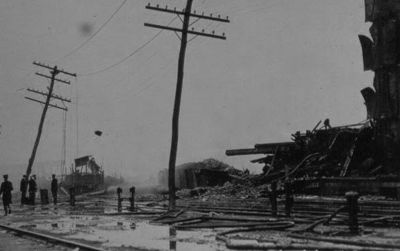 Aftermath of the Black Tom explosion on July 30, 1916