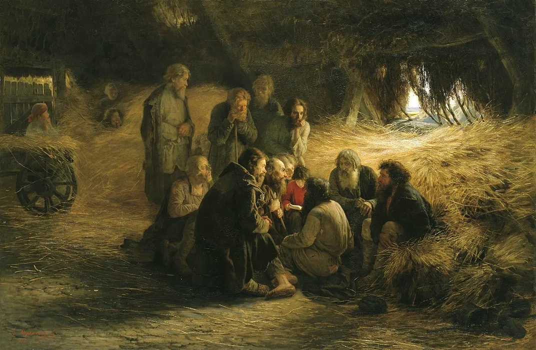 Grigory Myasoyedov, Peasants Reading the Emancipation Manifesto, 1873
