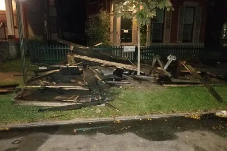 The fire destroyed the property&#39;s porch, which was built more than 100 years ago but wasn&#39;t originally part of the house.