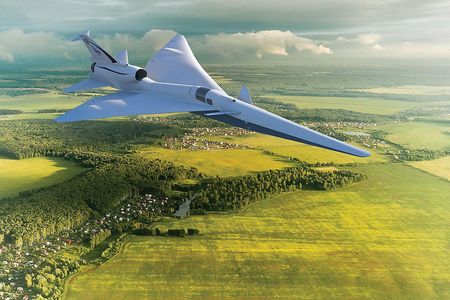 Artist’s conception of the X-59 QueSST, featuring an elongated fuselage that is designed to reduce sonic booms.