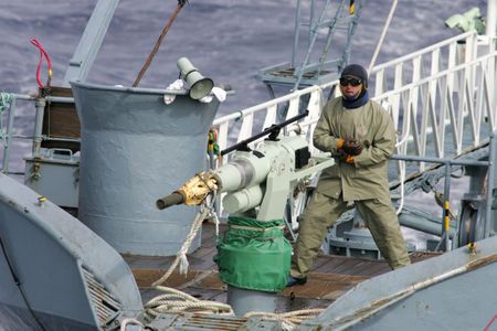 Harpoon aboard a Japanese whaling ship