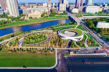 View of the National Veterans Memorial and Museum from above.