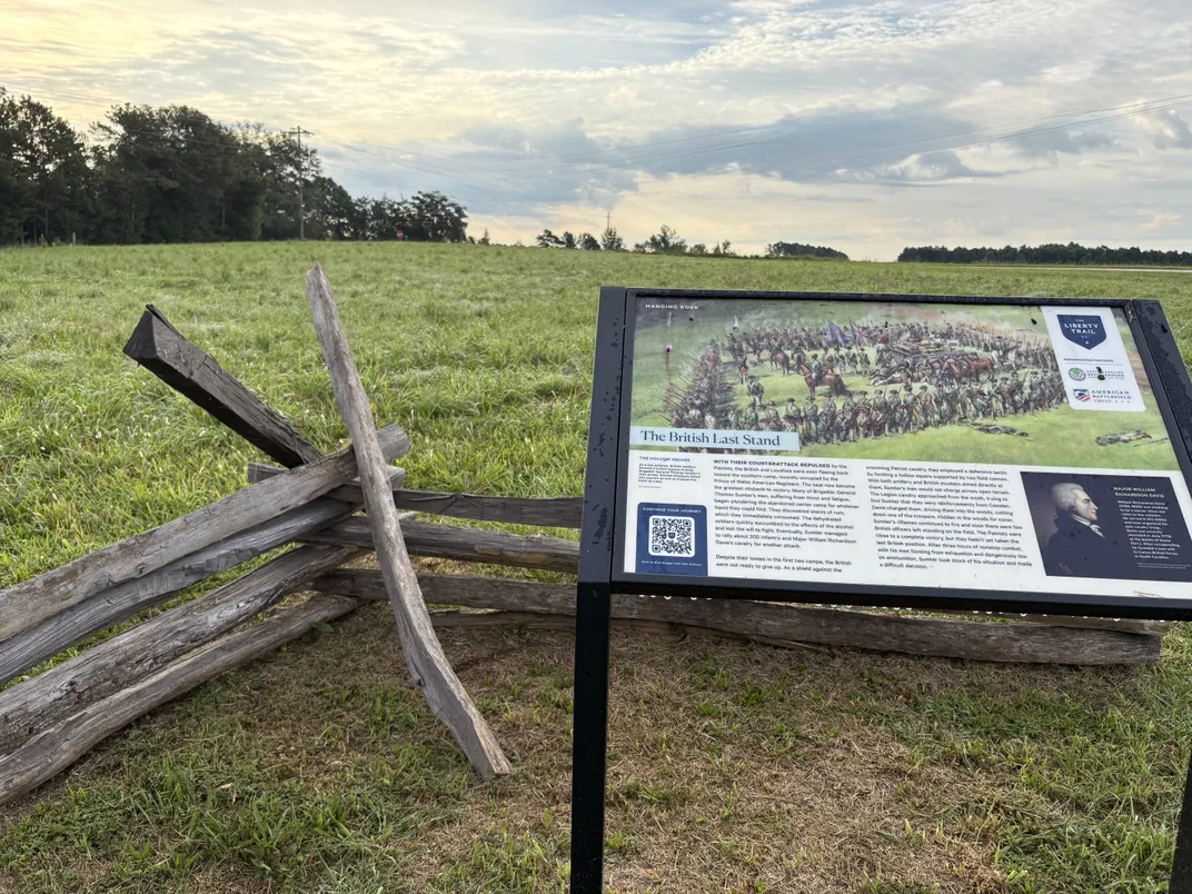 Newly installed interpretive signs on a portion of the Hanging Rock Battlefield owned by the South Carolina Battleground Trust