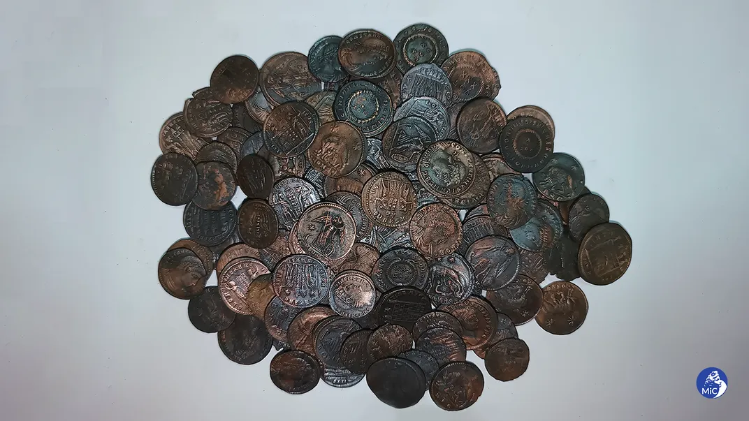A pile of bronze coins