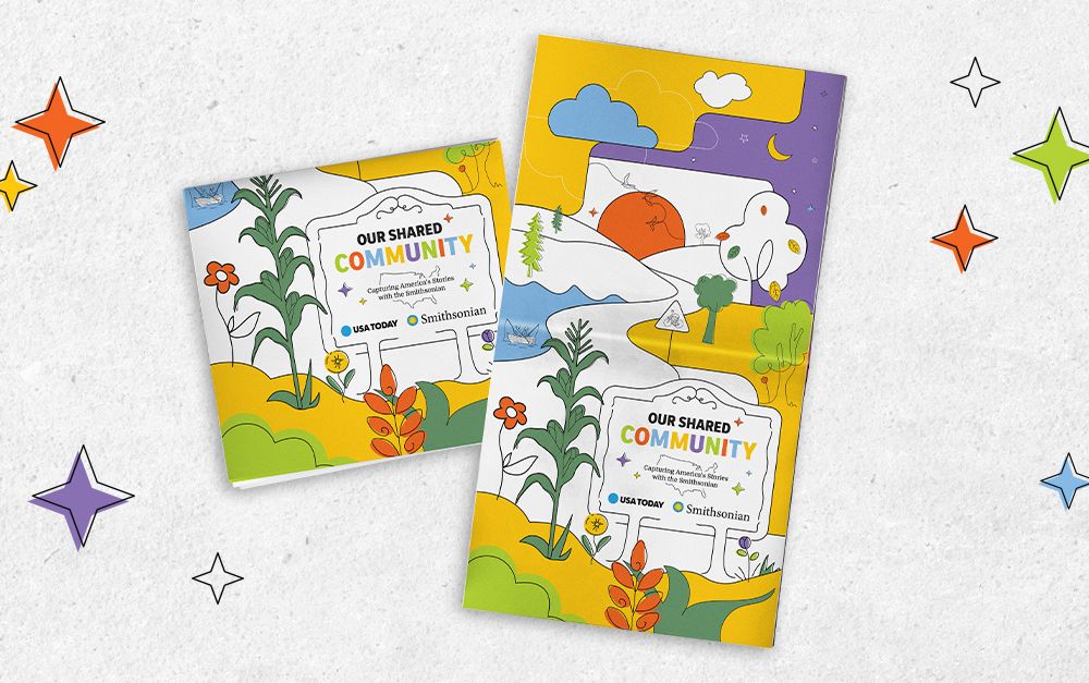 Multi-color newspapers with one folded and one spread out