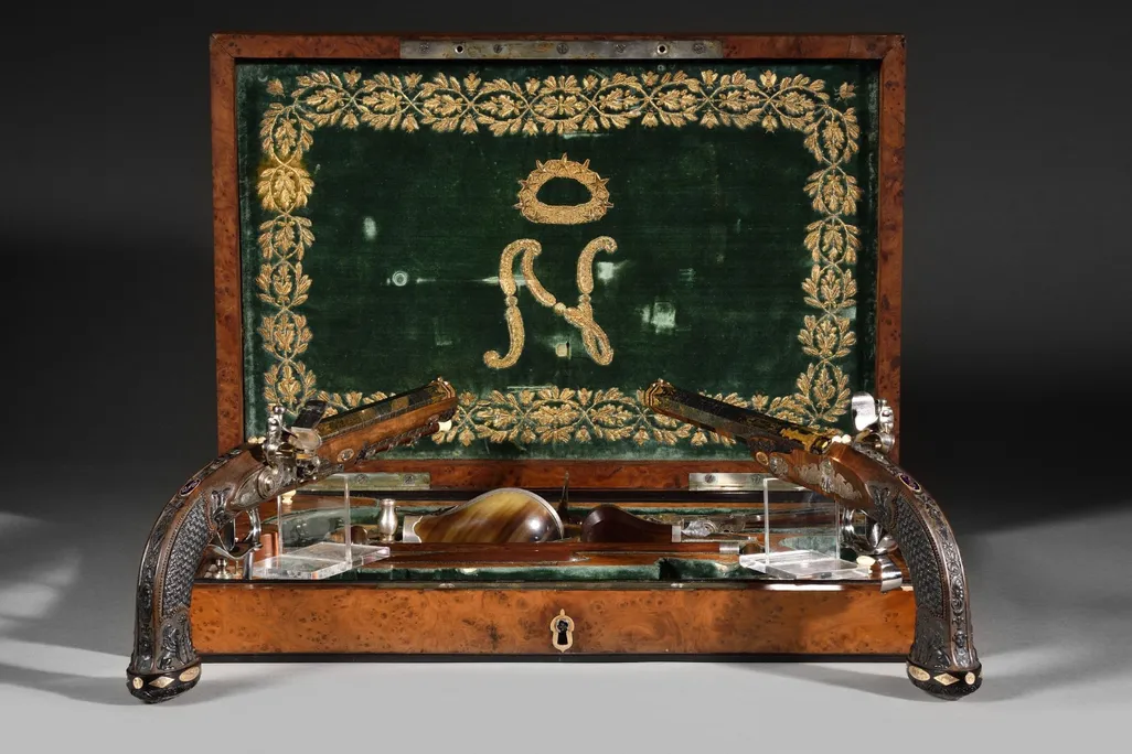Pair of pistols in ornate box