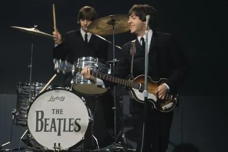 Paul McCartney plays the H&ouml;fner bass during a 1964 performance.
