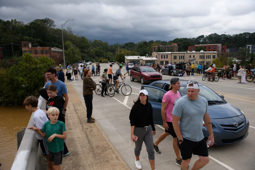 Residents in Asheville arts district after Hurricane Helene