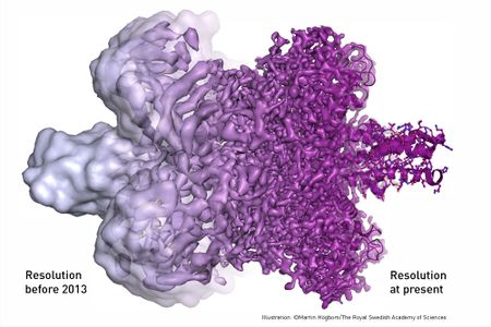 A graphic showing the high image resolutions achieved with cryo-electron microscopy