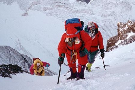New Zealander Rob Hall, at the 28,000-foot mark of Everest's Southeast Ridge in 1994, led Jon Krakauer's team up in 1996. A storm claimed the lives of eight climbers, including Hall's, on that widely publicized expedition