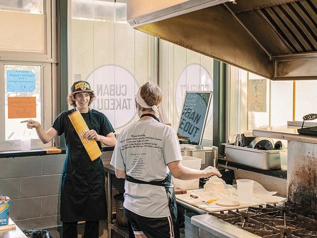 Staffers are trained to both prepare food and discuss political issues with customers.