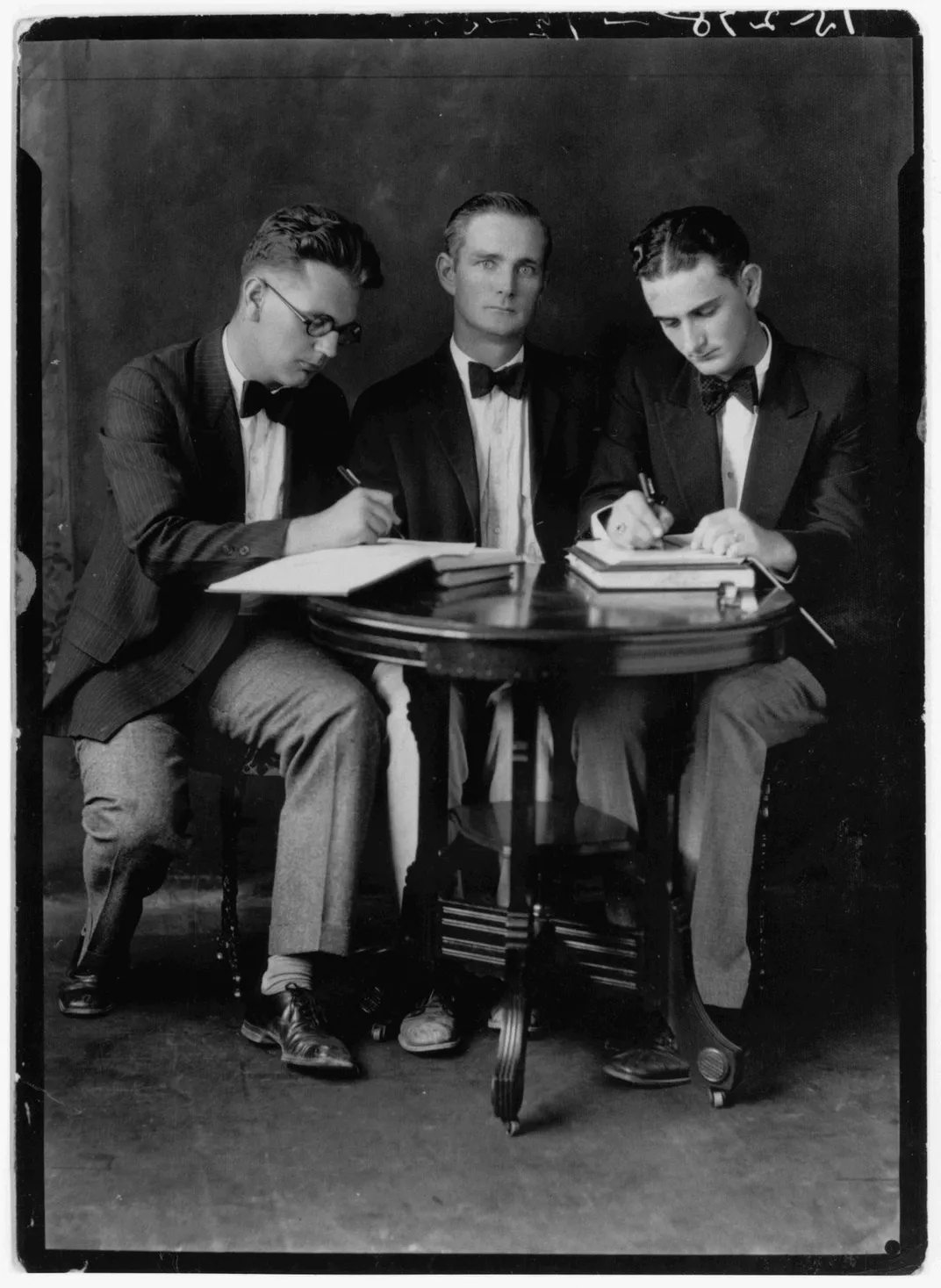 A young Johnson, then a student at Southwest Texas State Teachers College, appears at right in this 1928 photo