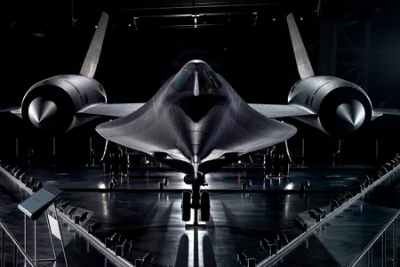 SR-71 Blackbird on display in a museum