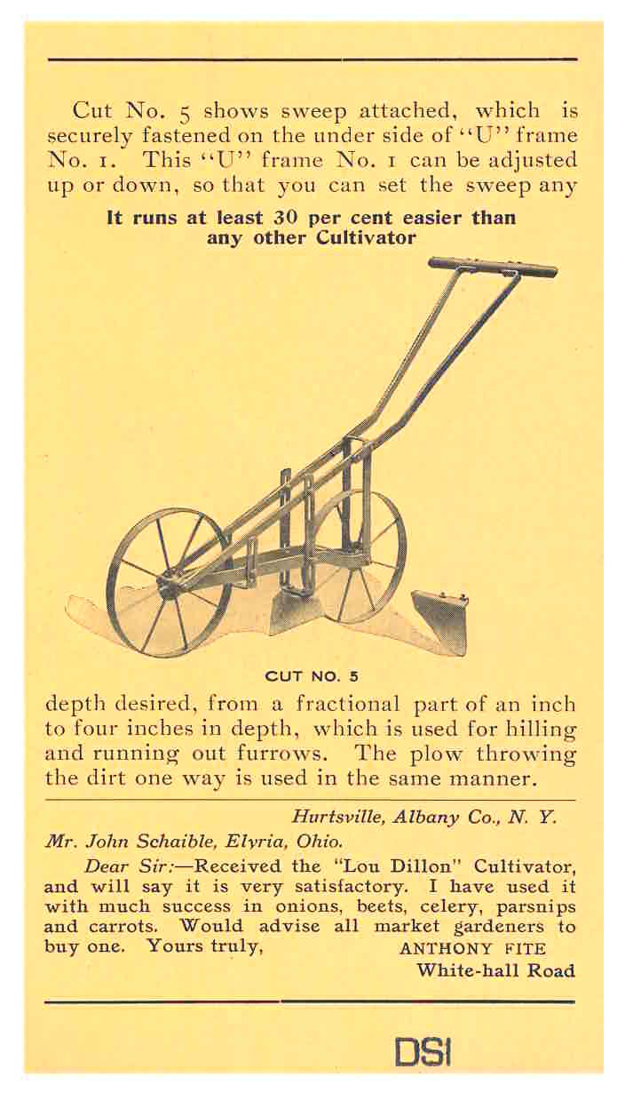 Early 20th century trade catalog. Illustration of garden cultivator.