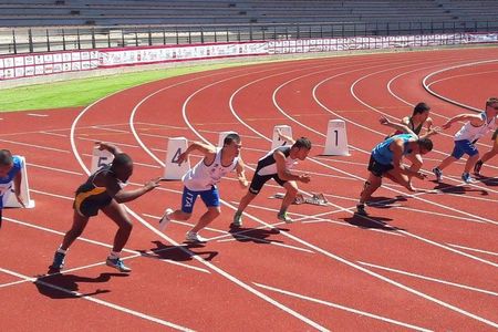 Athletes with Down Syndrome compete in the first-ever Olympic-style competition for people with the condition.