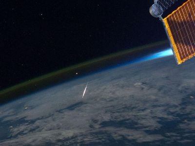 Astronaut Ron Garan took this shot of a meteor from the space station during the annual Perseid shower in 2011. 