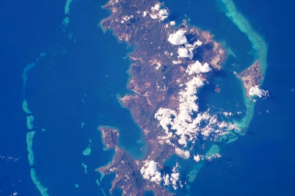 A satellite image of Mayotte Island taken from the International Space Station