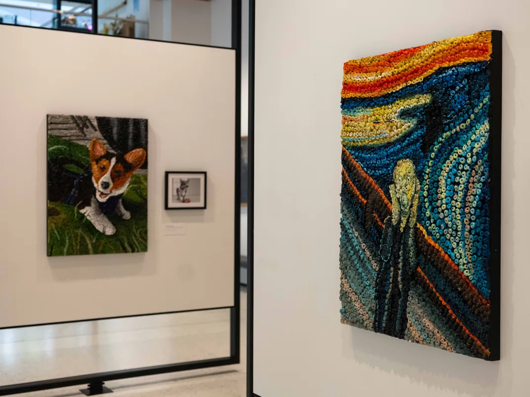 Kibble portraits of The Scream and a corgi contest winner