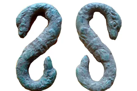In Herefordshire, a resident encountered this pair of post-medieval snake-shaped belt or strap hooks.