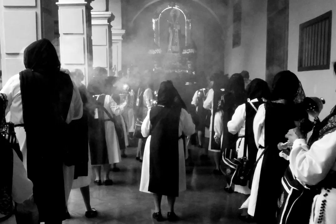 Nuns burn incense during a small procession for San Martin de Porres ...