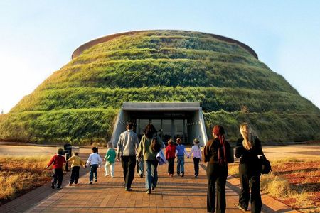 The Maropeng Visitor Center welcomes visitors to the Cradle of Humankind.