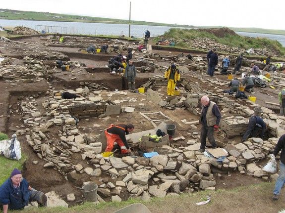 Archaeologists excavate the ruins.