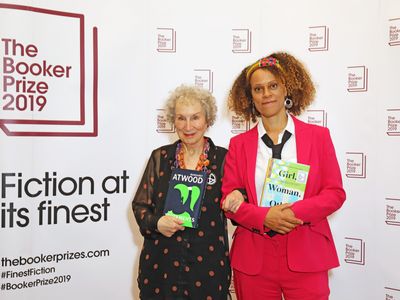 Joint winners Margaret Atwood and Bernardine Evaristo attend the 2019 Booker Prize Winner Announcement at the Guildhall in London