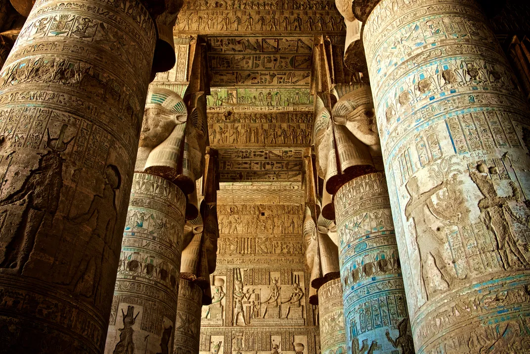 8 - The famous Dendera Temple is one of the very few ancient temples that still have colorful paintings on the walls after thousands of years.