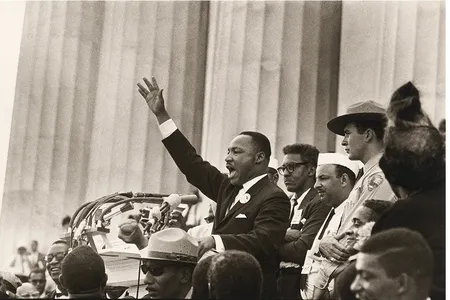 King at the March on Washington for Jobs and Freedom on August 28, 1963. After one of King's closest friends, Mahalia Jackson, called out, "Tell them about the dream, Martin. Tell them about the dream," King decided to stop what he had prepared and gave his famous "I Have a Dream" speech to a crowd of more than 250,000.