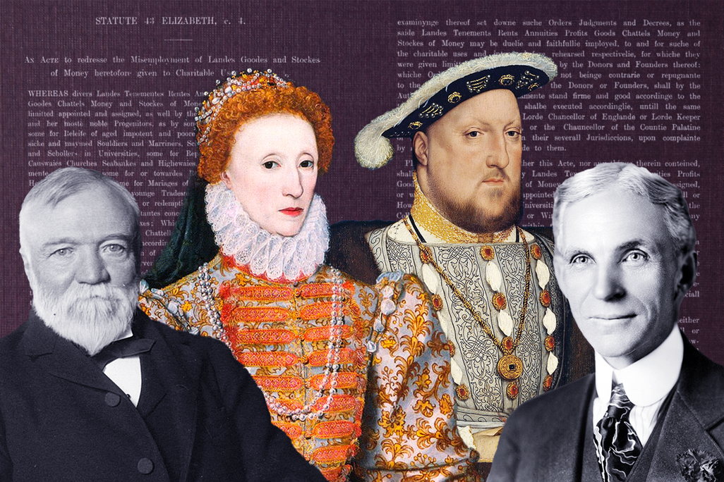 L to R: Andrew Carnegie, Elizabeth I, Henry VIII and Henry Ford
