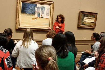Teaching artist Mary Hall Surface stands in front of Edward Hopper’s 1939 painting Cape Cod Evening at the National Gallery of Art. Surface will lead a creative writing workshop for Smithsonian Associates at the Freer Gallery of Art on March 27. 