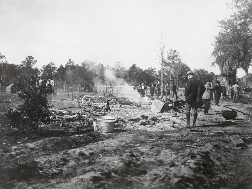 The ruins of a razed home in Rosewood