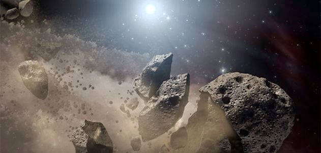 Artist’s conception of a broken-up asteroid