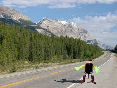 An artist's rendering of what HitchBOT's journey might look like