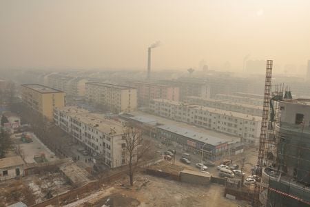 Smog in a Beijing neighborhood