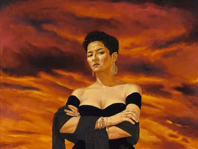 Angel Rodríguez-Díaz, The Protagonist of an Endless Story, 1993, oil on canvas, 72 x 57 7/8 in. (182.9 x 147.0 cm.), Museum purchase made possible in part by the Smithsonian Latino Initiatives Pool and the Smithsonian Institution Collections Acquisition Program, 1996.19, © 1993, Angel Rodriguez-Diaz. 