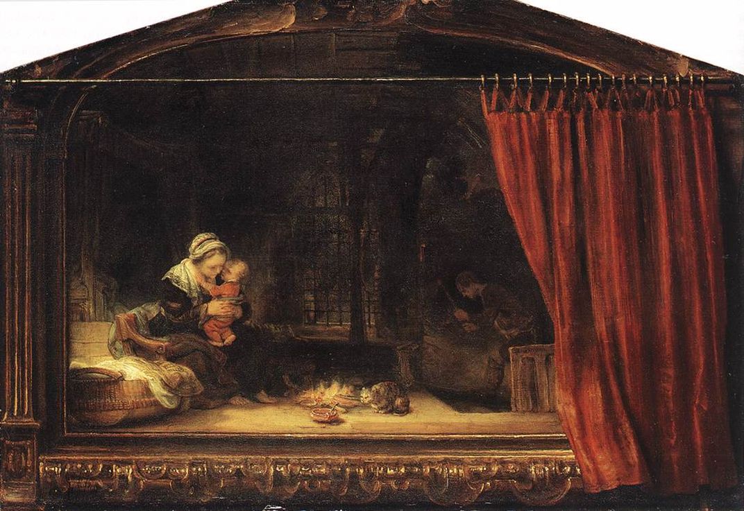 Holy Family with a Curtain, Rembrandt