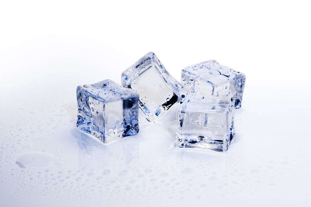 ice cubes on a white background