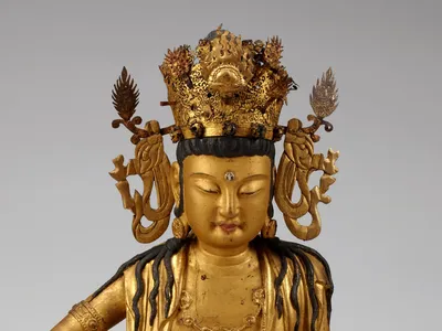 Detail of the Korean Bodhisattva Avalokiteshvara (Gwaneum bosal) crafted in the Goryeo period, ca. 1220 to 1285.