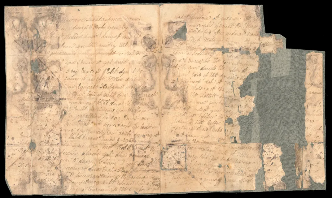 A page found in the wallet near Henry Peglar's skeleton