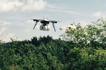 Flirtey's UAV, en route to a delivery in Wise, Virginia last week.