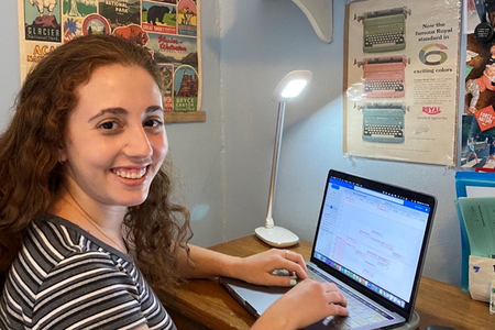 As a virtual intern with the National Museum of American History, Samara Angel, works on coordinating a meeting for her professional learning projects in Experience Design. (National Museum of American History)