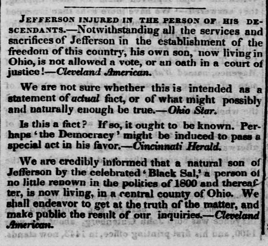 An 1845 article in the Liberator ​​​​​​​about the Hemings family