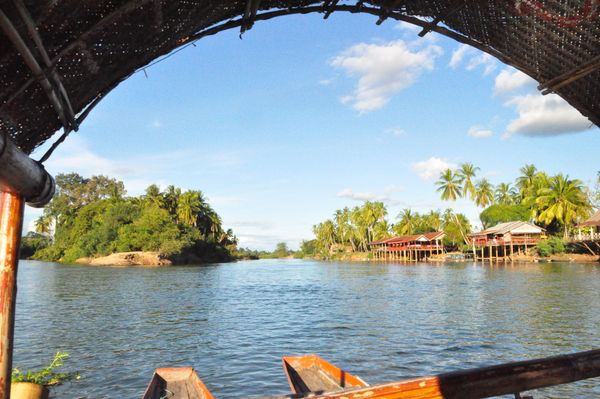 The Mekong river seen from a hand-made catamaran thumbnail