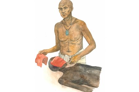 Ancient embalmers dipped a piece of red linen in a plant-based concoction before applying the cloth to the deceased's face.